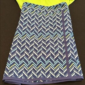 Green and Blue Chevron EP golf outfit.